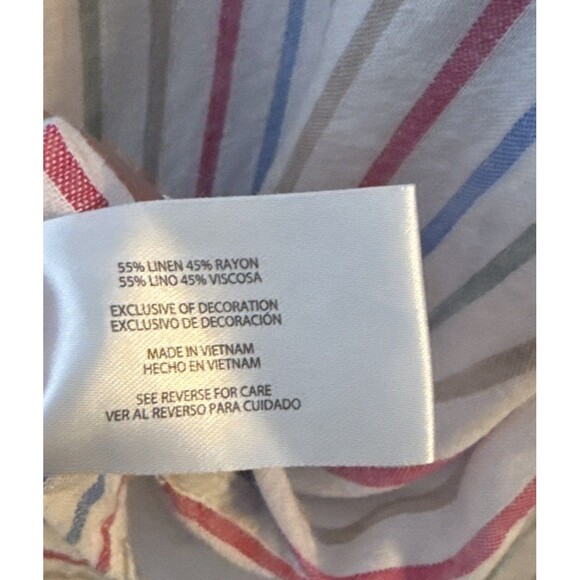 Gap Womens XL Button Up Long Sleeve Stripes Multicolor Linen Blend Coastal - Picture 7 of 9